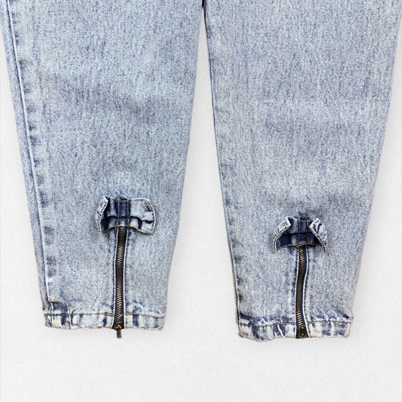 Vintage High Rise 80's 90's Mom Jeans Acid Wash Zipper Bows Light Denim - Picture 5 of 5